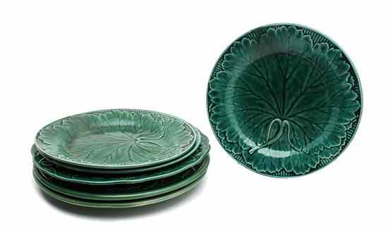 Appraisal: A Group of Six Majolica Leaf Form Plates of various