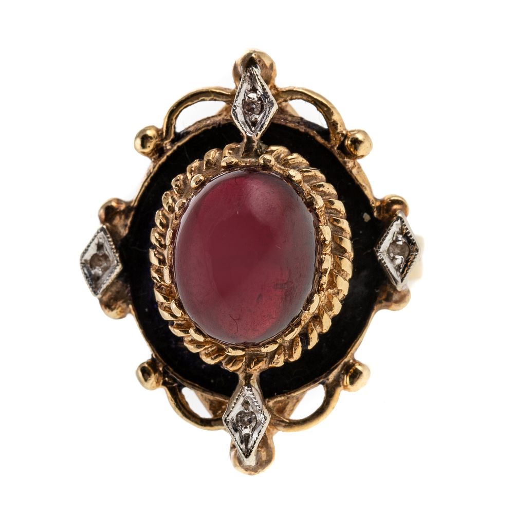 Appraisal: A Victorian Style Garnet Enamel Ring in K K yellow