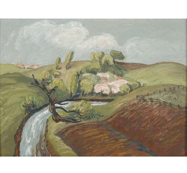 Appraisal: Post impressionist style landscape oil on board x unsigned