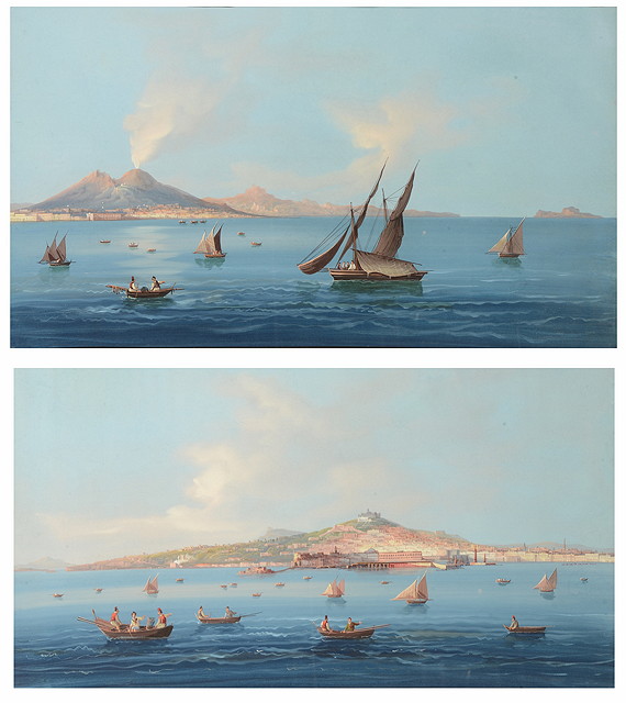 Appraisal: TH CENTURY NEAPOLITAN SCHOOLThe bay of Naples with a multitude