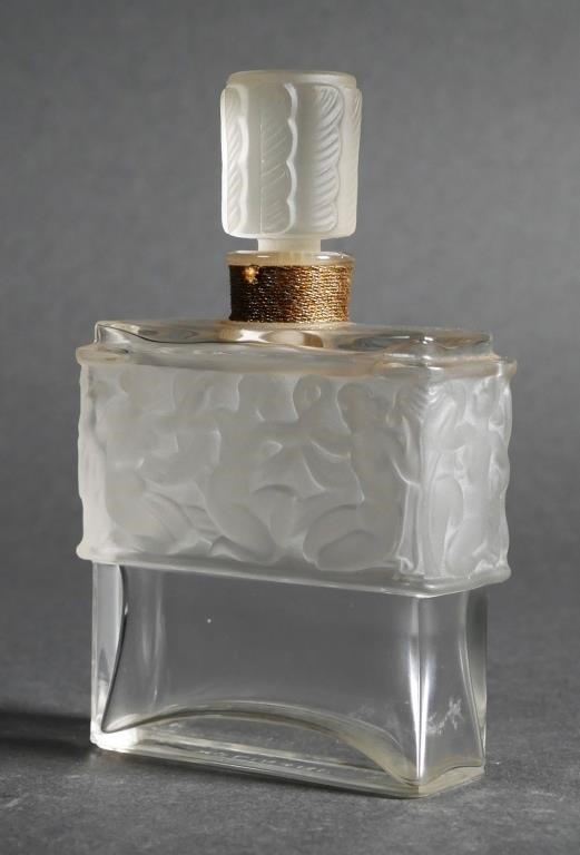 Appraisal: Lalique Molinard glass perfume bottle featuring the three graces female