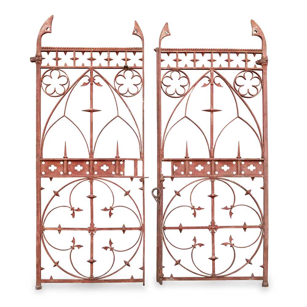 Appraisal: R E C MARSHALL CHELTENHAM PAIR OF GOTHIC REVIVAL GATES