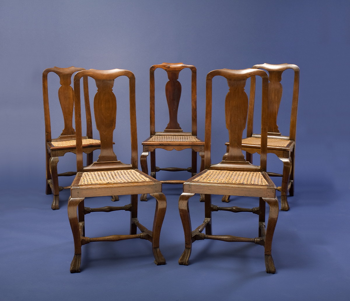 Appraisal: SIX BERUMDA QUEEN ANNE CEDAR SIDE CHAIRS WITH CANE SEATS