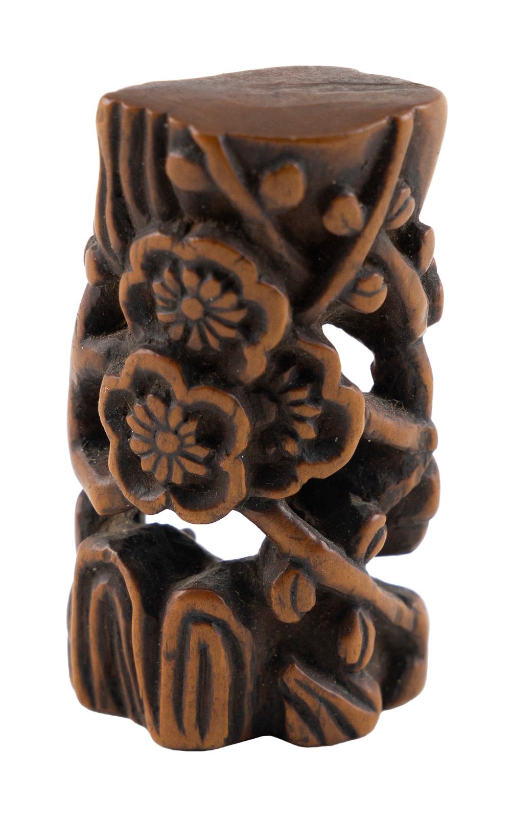 Appraisal: JAPANESE CARVED WOOD NETSUKE LATE MEIJI PERIOD HEIGHT JAPANESE CARVED