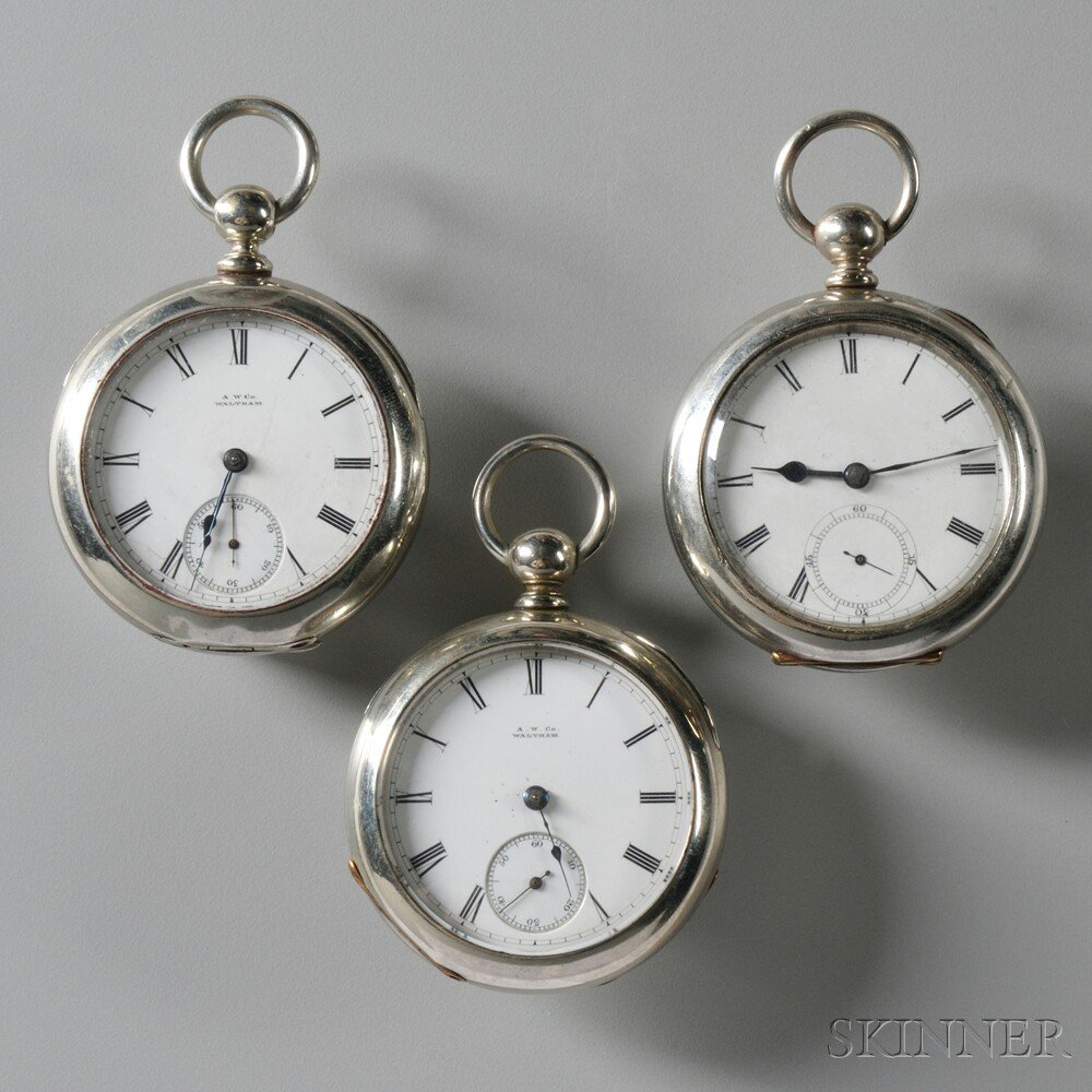 Appraisal: Three Waltham Key-wind Open Face Watches all with Roman numeral