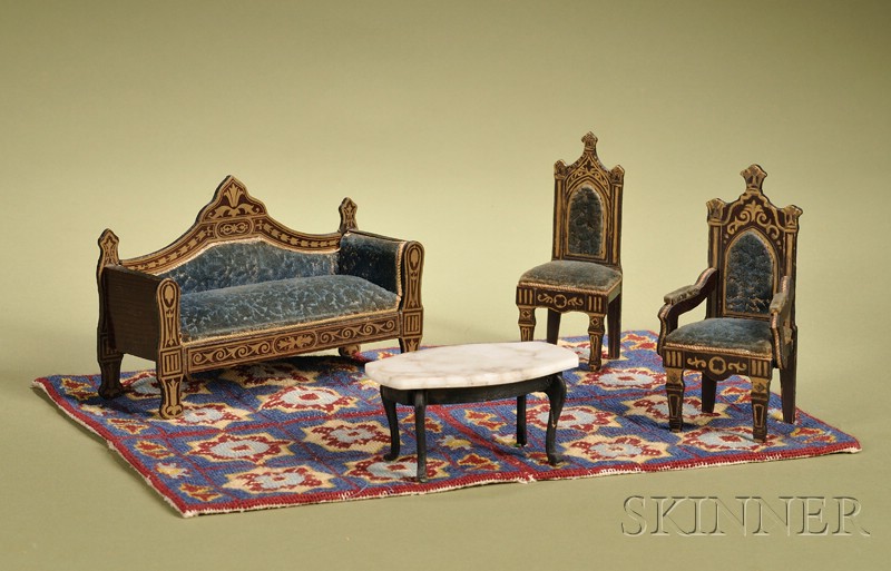 Appraisal: Four-Piece Assembled Miniature Waltershausen Parlor Suite Germany c comprising a