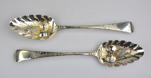 Appraisal: A pair of silver berry spoons dated London later decoration