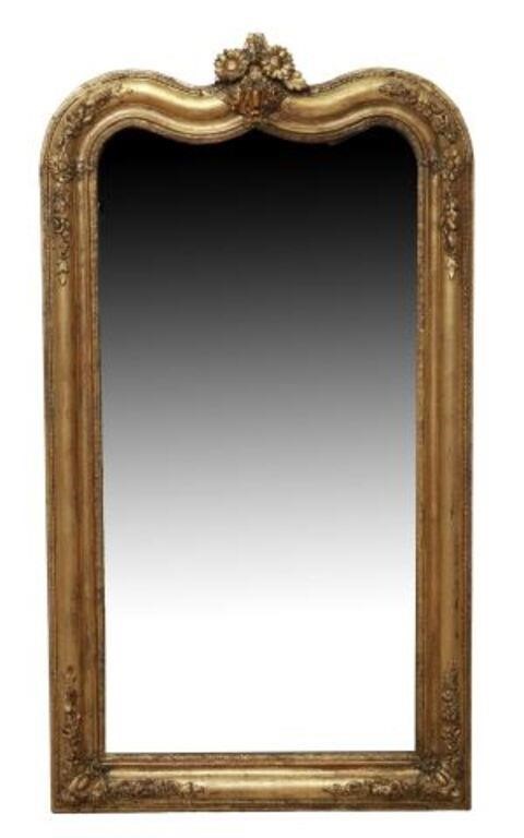 Appraisal: French Louis XV style giltwood mirror th c having floral