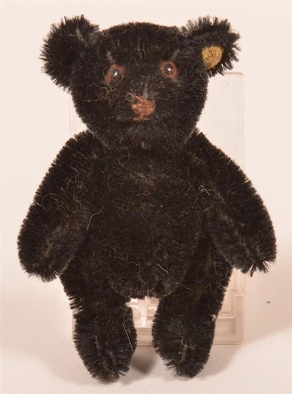 Appraisal: Vintage Steiff Black Mohair Jointed Teddy Bear Vintage Steiff Black