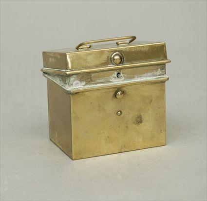 Appraisal: Small Brass Lidded Box with Handle