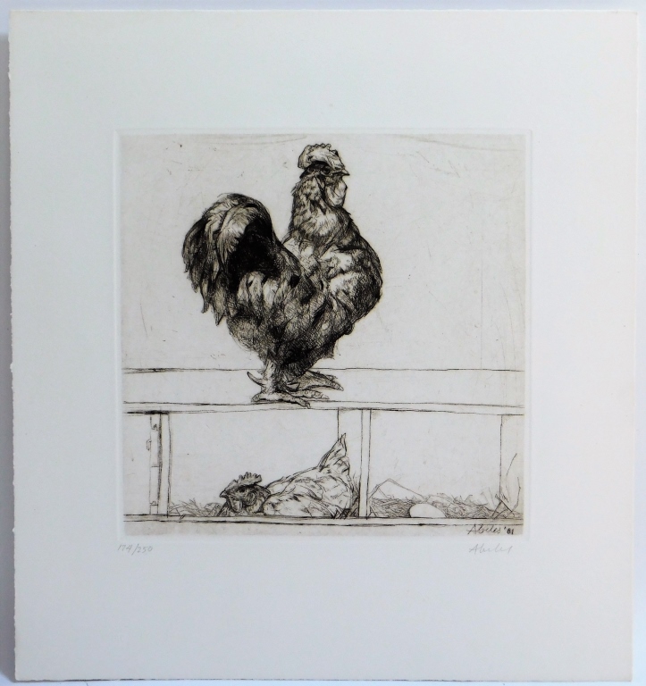 Appraisal: SIGMUND ABELES REALIST ENGRAVING OF ROOSTER HEN New Hampshire New