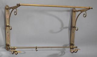 Appraisal: French Belle Epoque Hanging Brass Hat Rack c French Belle