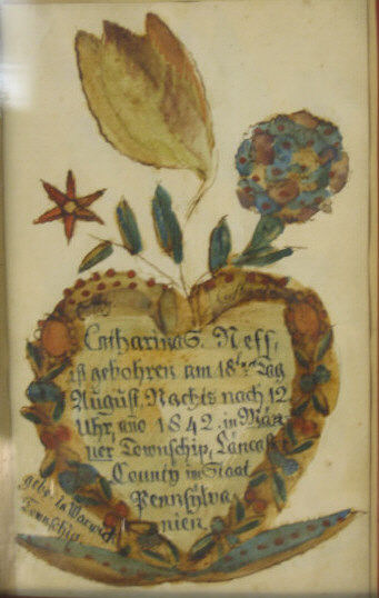 Appraisal: PENNSYLVANIA DUTCH Birth certificate Fraktur having a stylized heart and