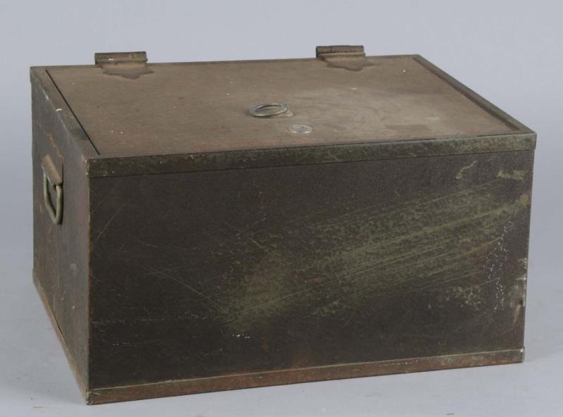 Appraisal: Green Strong Box Safe With Carrying Handles Made in Toledo