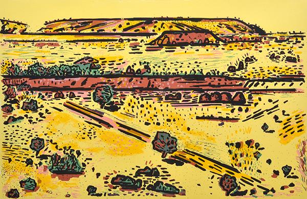 Appraisal: JEFF MAKIN BORN Tibooburra Gold screenprint A P JEFF MAKIN