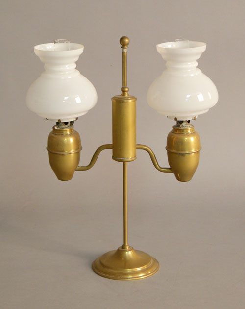 Appraisal: A miniature brass two arm student lamp ca with original