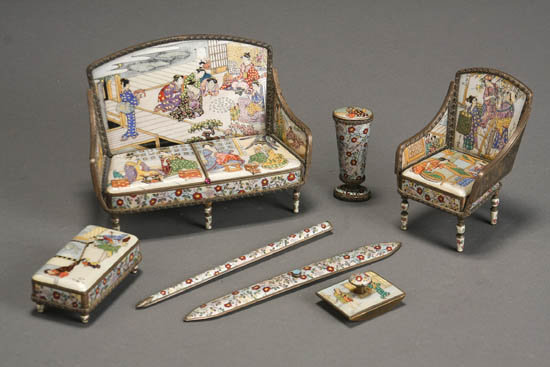 Appraisal: Lot Property of Various Owners Continental Sterling and Enamel 'Japanesque'