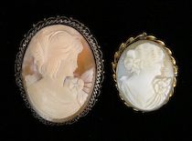 Appraisal: A Lot Of Two Carved Shell Cameo Pins A lot