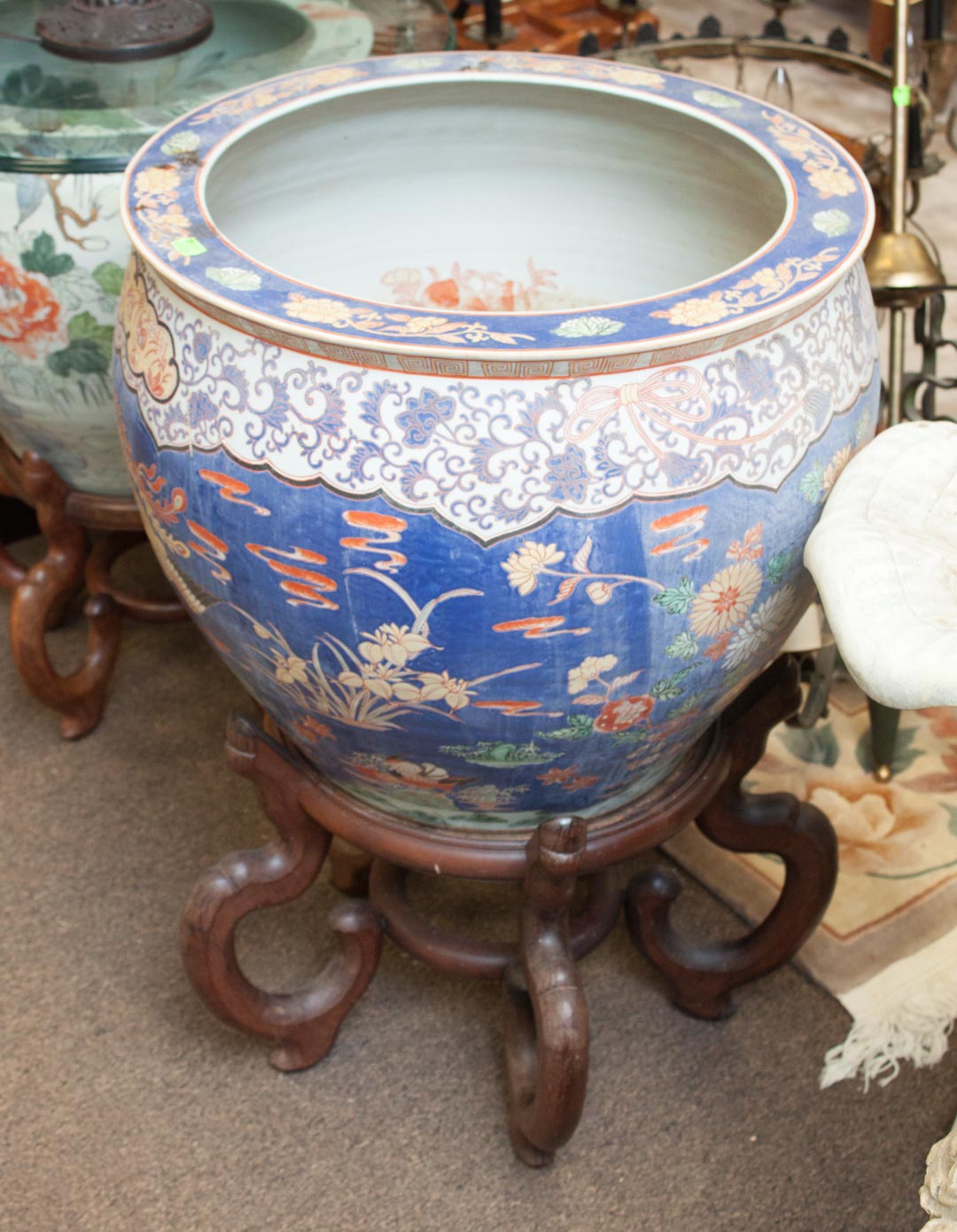 Appraisal: Large contemporary oriental urn on stand