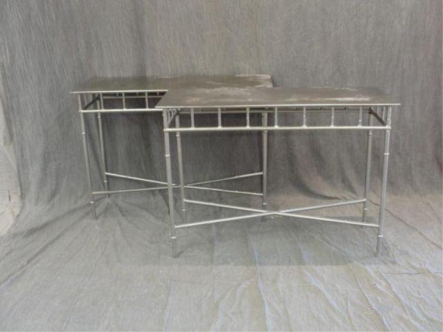 Appraisal: Pair of Decorative Faux Bamboo Metal Side Tables From a