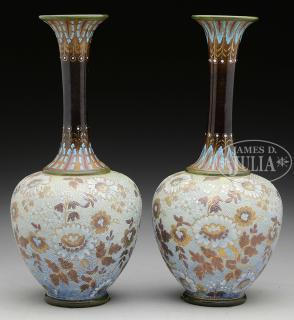 Appraisal: FINE PAIR OF DOULTON LAMBETH ARTIST VASES The bulbous vases