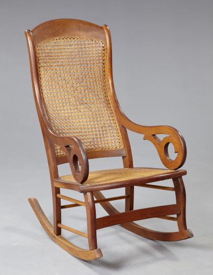 Appraisal: American Walnut Rocking Chair third quarter th century the domed