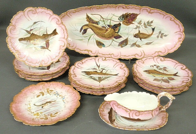 Appraisal: - French Limoges fish service with tray l x w