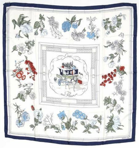 Appraisal: Hermes silk twill scarf Quai aux Fleurs pattern original design