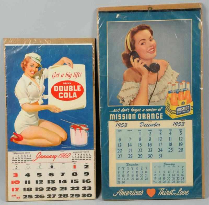 Appraisal: Mission Double Cola Calendars Light wear and soiling on both