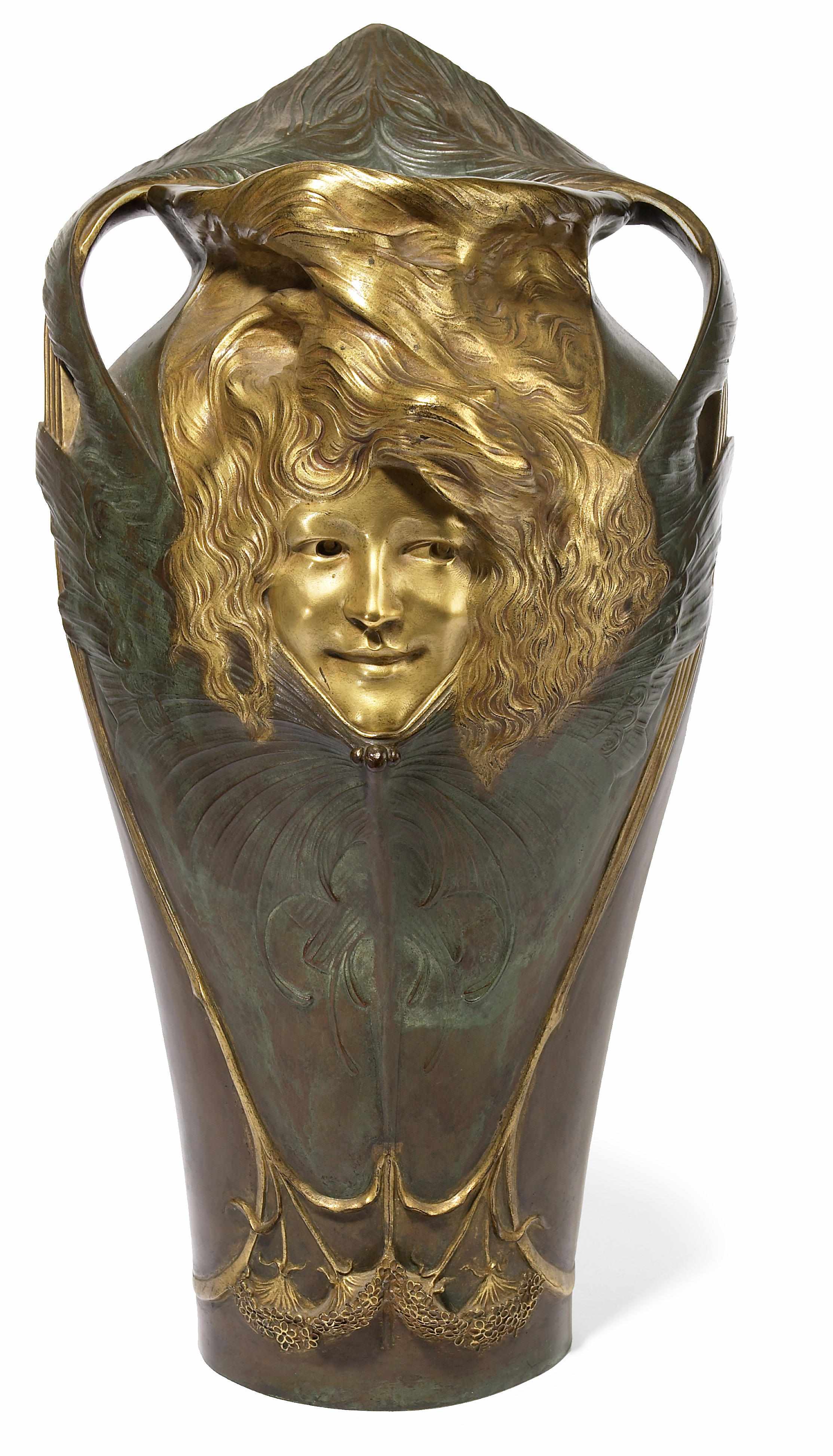 Appraisal: Paul-Francois Berthous French - Figural vase circa parcel gilt and