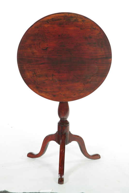 Appraisal: TILT-TOP CANDLESTAND American late th century maple Round top baluster