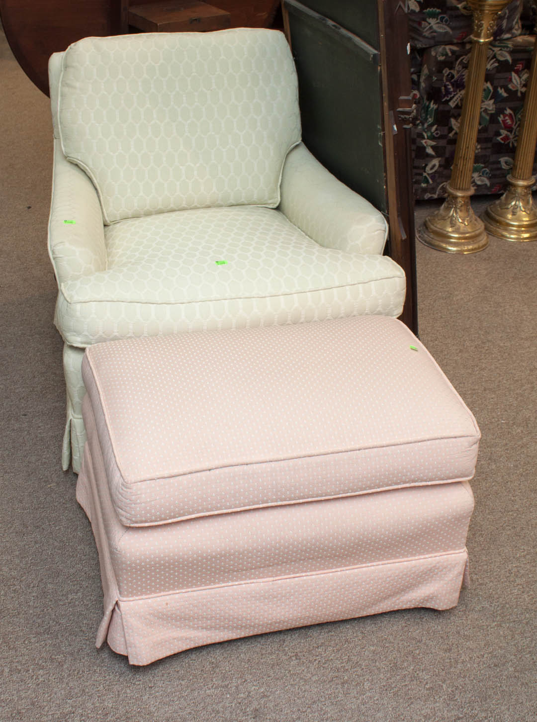 Appraisal: Upholstered armchair and ottoman