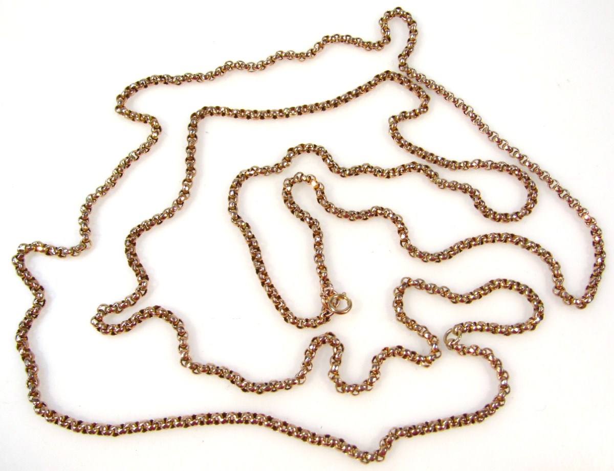 Appraisal: A longuard chain with shaped links and plain ring clasp