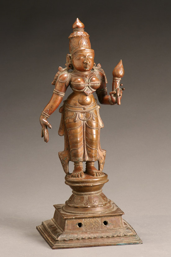 Appraisal: Southern Indian Bronze Figure of Lakshmi th- th Century Reddish-brown