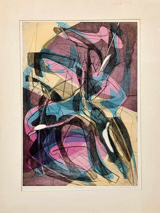 Appraisal: Stanley William Hayter British - WARRIORS color etching and engraving