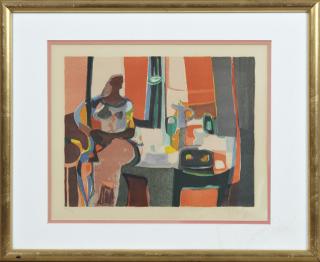 Appraisal: Marcel Mouly - Nude at a Table th c colored