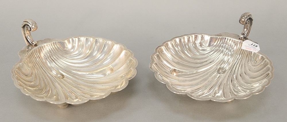 Appraisal: Pair of large sterling shell dishes wd in troy ounces