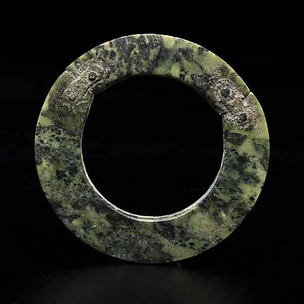 Appraisal: Child's Mottled Spinach Restoration Jade Bracelet Chinese possibly Neolithic period