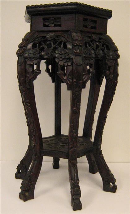 Appraisal: Chinese hardwood marble top tabouret H in W in Over