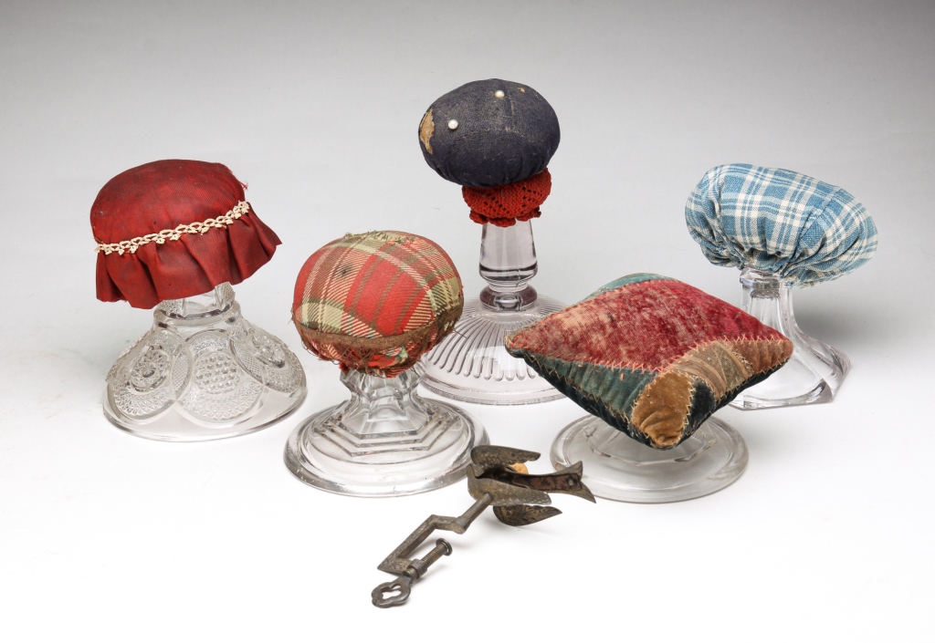 Appraisal: SIX AMERICAN PIN CUSHIONS Mid th - th century Iron