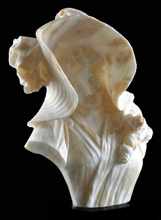 Appraisal: A carved alabaster bust Circa signature indistinct Carved as a