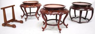 Appraisal: Vintage Chinese Carved Wood Stands Comprising a pair of rosewood