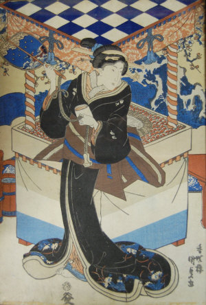 Appraisal: Six th century Japanese coloured wood block prints depicting various