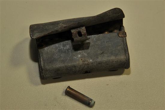 Appraisal: CARTRIDGE BOX WITH BRASS Watervliet Armoury marked box with hole