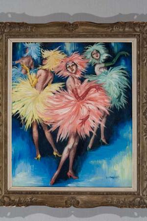 Appraisal: GEORGE OTTO MUHLFIELD The Fan Dance Girls Oil on canvas