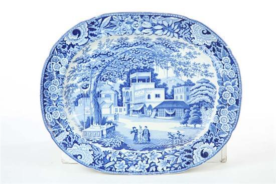 Appraisal: ORIENTAL PLATTER Porcelain with blue transfer of a village scene