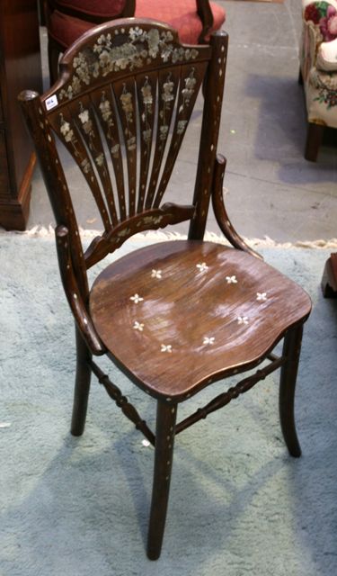 Appraisal: A timber dining chair with mother of pearl inlay