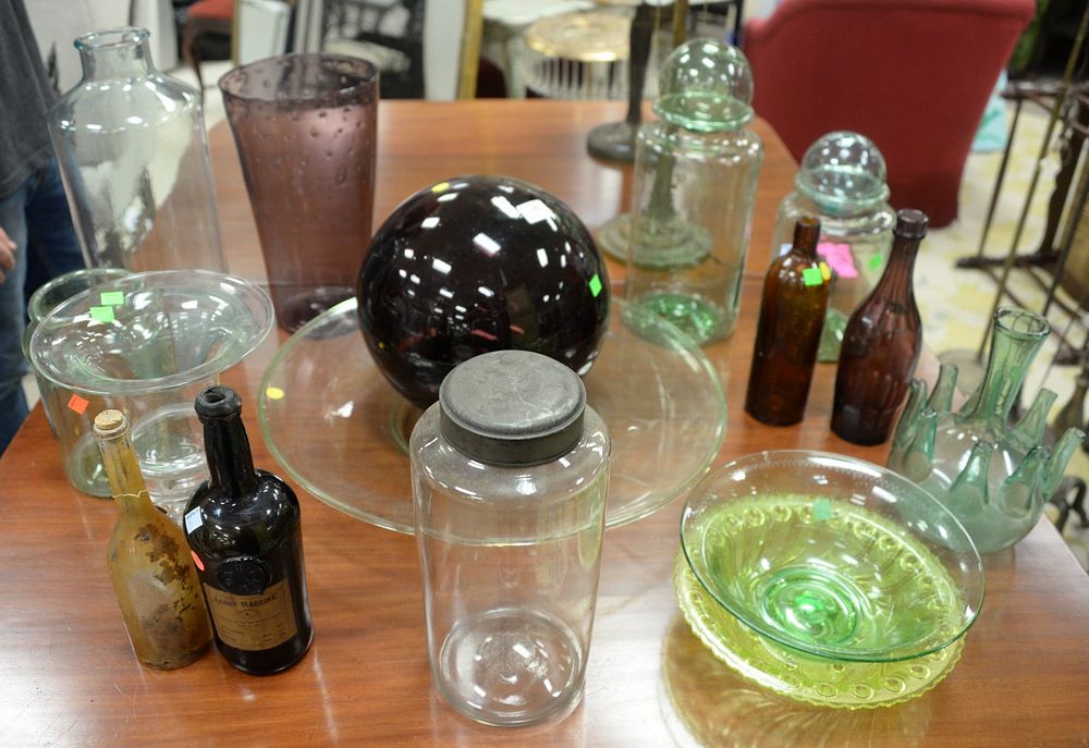 Appraisal: Thirteen Pieces of Antique Colored Glass to include one large