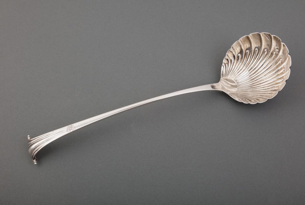 Appraisal: George III Sterling Silver Onslow Pattern Soup Ladle London probably