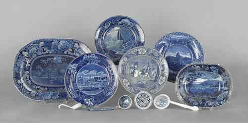 Appraisal: Six pieces of historical blue Staffordshire porcelain together with miscellaneous